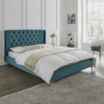Valentina Plush Blue Teal Upholstered Bed Frame