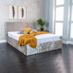 Silver Ottoman Gas Lift Storage Fabric Bed