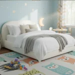 Curved Boucle Teddy Fabric Bed frames