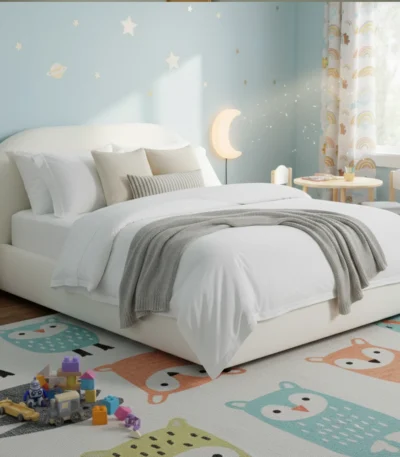 Curved Boucle Teddy Fabric Bed frames