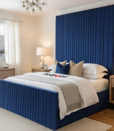 High Headboard Bed Designer Wall Panel with logo