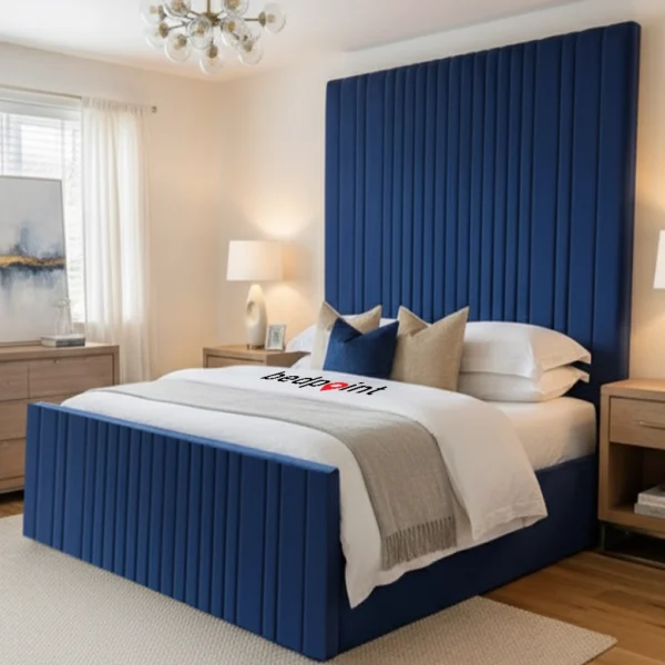 High Headboard Bed Designer Wall Panel with logo