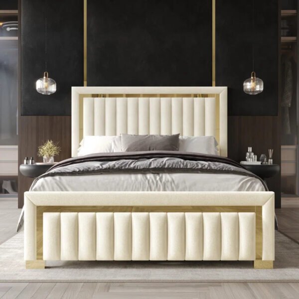 Regal Edge Velvet Panel Upholstered Bed