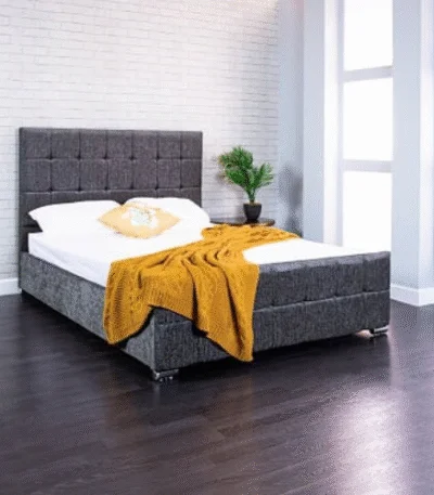 Cube Fabric Upholstered Bed Frame