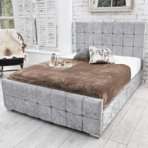 Monaco Cube Fabric Upholstered Bed Frame - Image 2