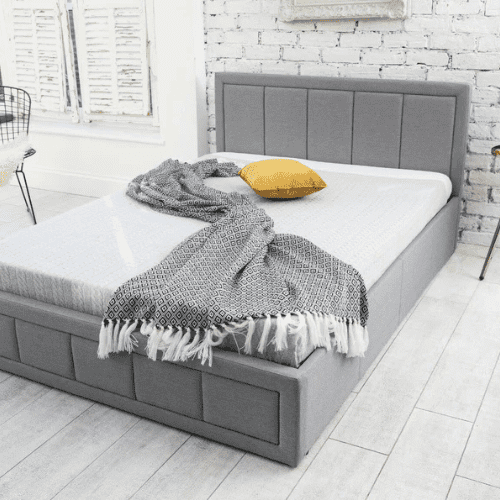 Plush Black Ottoman Gas Lift Fabric Storage Bed - Image 2