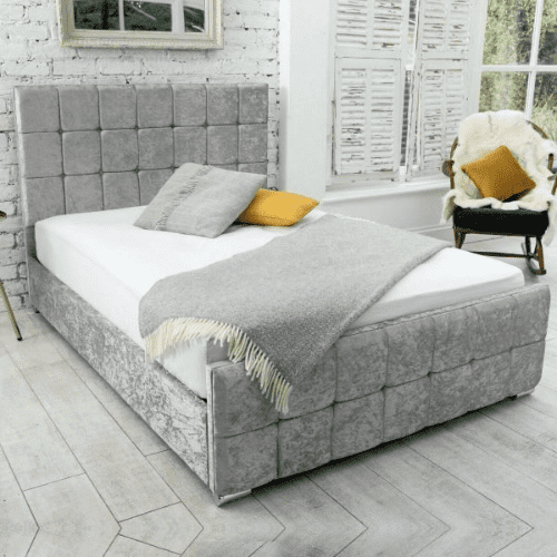 Monaco Cube Fabric Upholstered Bed Frame - Image 3